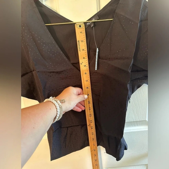 NWT MADEWELL Ruth Floral Jacquard Top Size 4 TRUE BLACK Side Zip Nice Sleeves - Picture 14 of 14